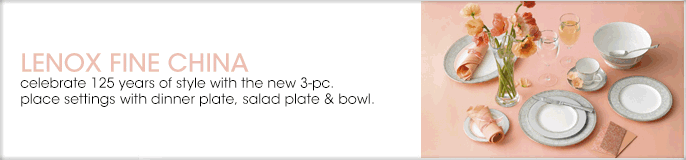 Lenox Fine China, celebrate 125 years of style with the new 3-Piece, place settings with dinner plate, salad plate and bowl