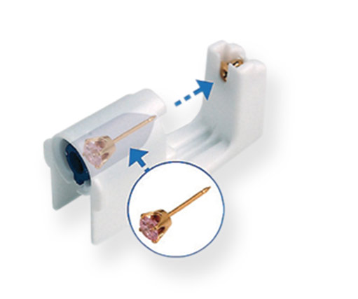 ear piercing with a medically hygienic system