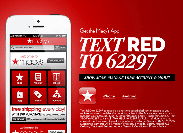 Get the Macy's App - Text RED to 62297. Shop, scan, manage your ...