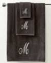 Avanti Bath Towels, Monogram Initial Script Granite and Silver 27  x 52  Bath Towel