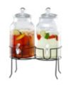 Style Setter Rustic Home 1 Gallon Beverage Dispenser with Black Metal Stand Plastic Spigots, Set of 3