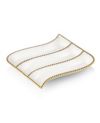 Classic Touch Porcelian 3 Divider cracker Dish with Gold Beaded Design