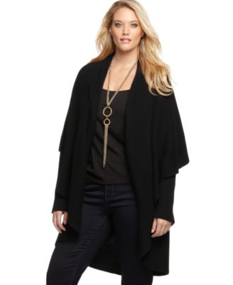 Seven7 Jeans Plus Size Cardigan, Long Sleeve Convertible Open Front