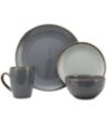 Elama Cambridge Grand 16 Piece Dinnerware Set, Black/Warm Taupe