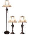 StyleCraft Aged Bronze Steel Set of 3: 2 Table Lamps and 1 Floor Lamp
