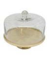 Classic Touch 12.5 D Hammered Gold Cake Plate with Glass Dome